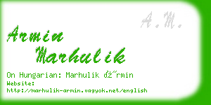 armin marhulik business card